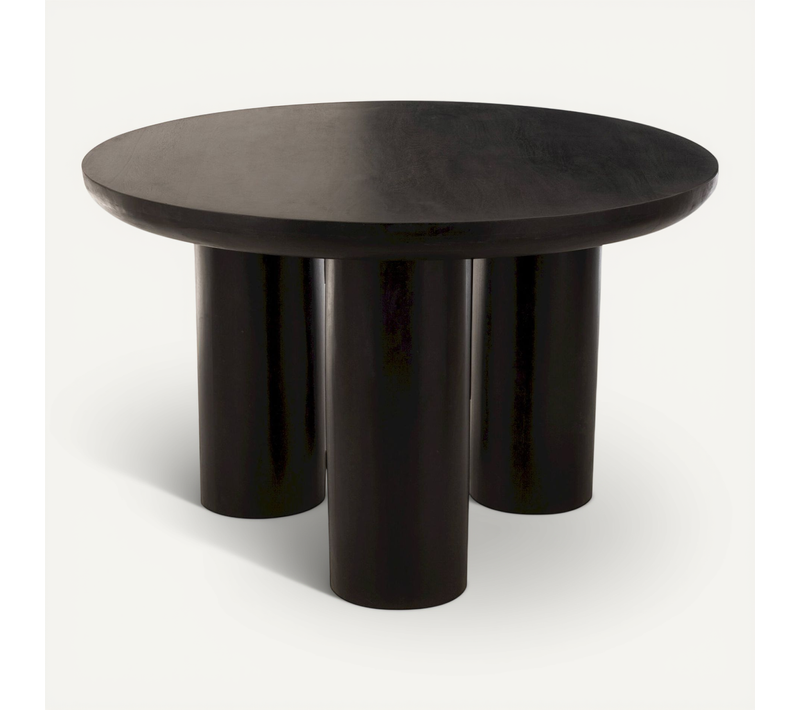 Table à Manger Ronde Bois De Manguier Noir Design Contemporain