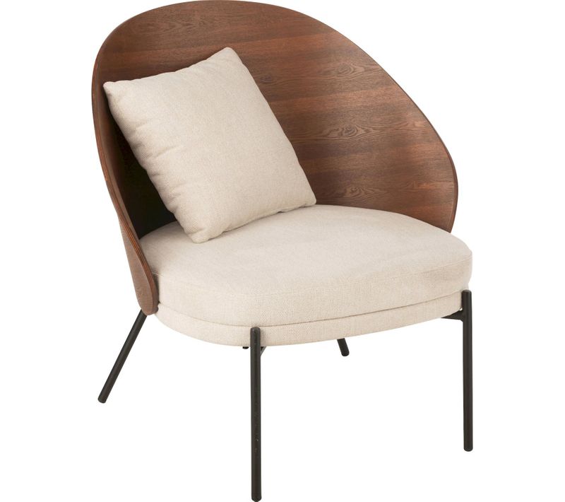 Chaise Lounge Bois Et Métal Marron Beige Style Contemporain