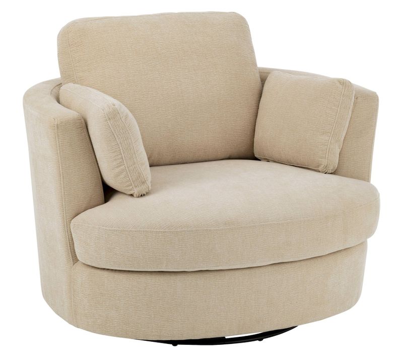 Chaise Lounge Pivotante En Bois Peuplier Et Mousse Beige Cosy