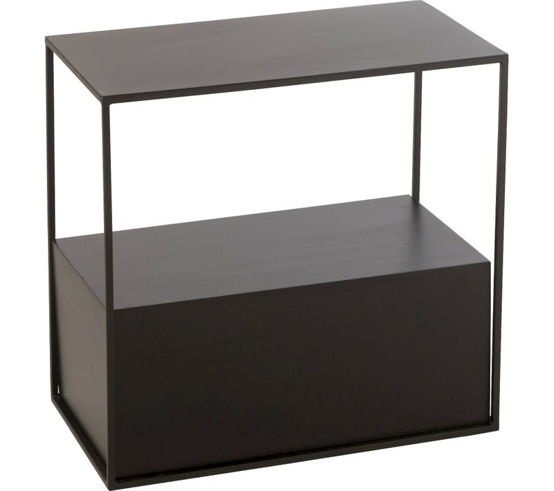 Table De Chevet Rectangulaire Métal Noir Design Moderne