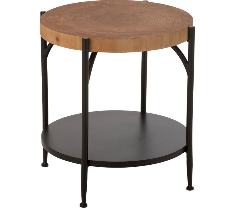 Table D'appoint Design Bois Naturel Et Métal Noir Élégante