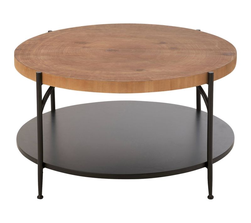 Table Basse Bois Naturel Et Métal Noir Style Contemporain