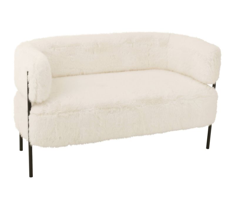 Canapé Blanc Fourrure Pieds Métal Design Cocooning Élégant