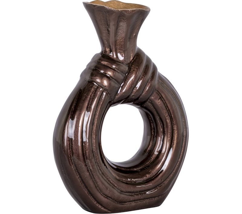 Vase Décoratif Anneau Design Marron Foncé En Aluminium