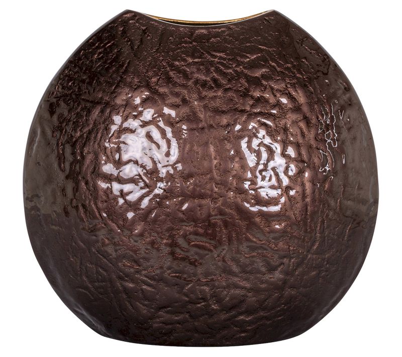 Vase Décoratif Rond Finition Brun Foncé Sculptural
