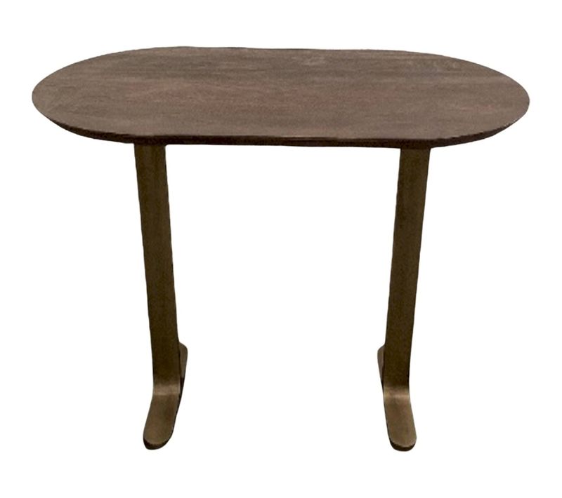 Table De Bar Élégante Finition Marron Foncé Pieds Or Brossé