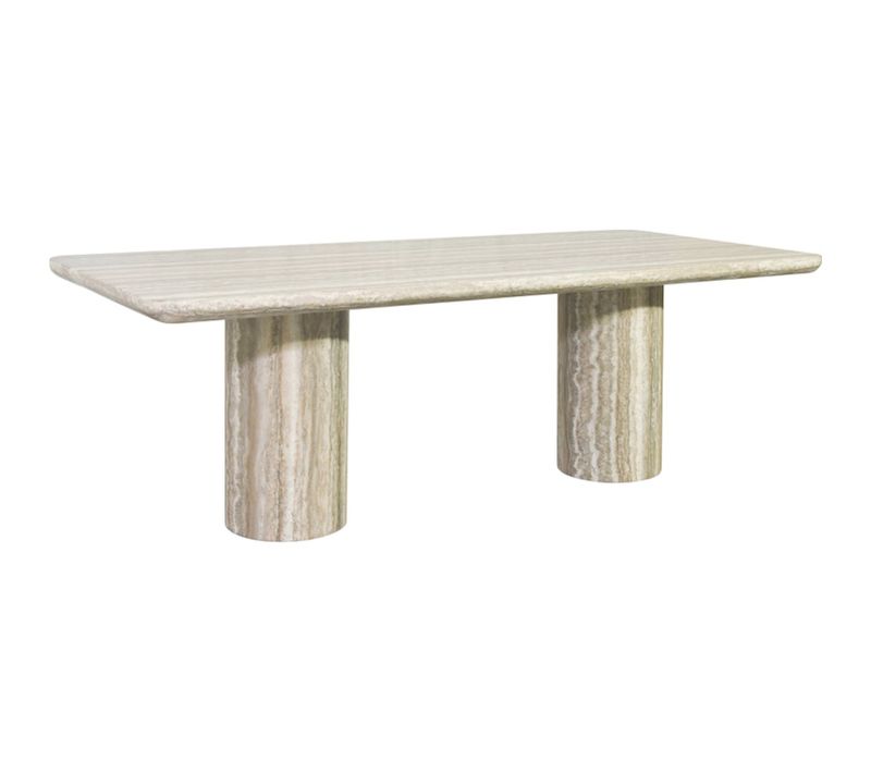 Table à Manger Design Gris Travertin Effet Marbre Sculptural