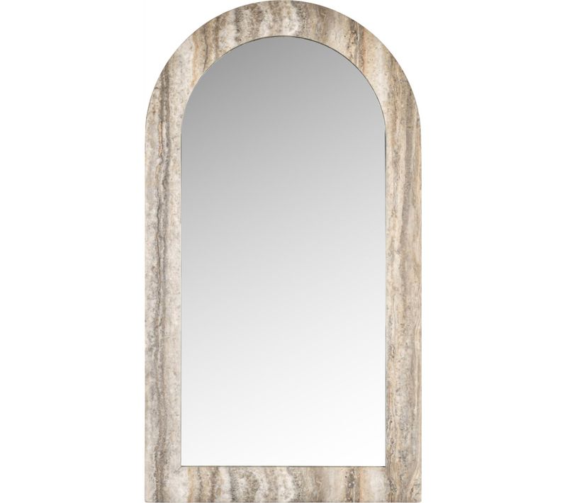 Miroir Arqué Finition Travertin Gris Ambiance Raffinée