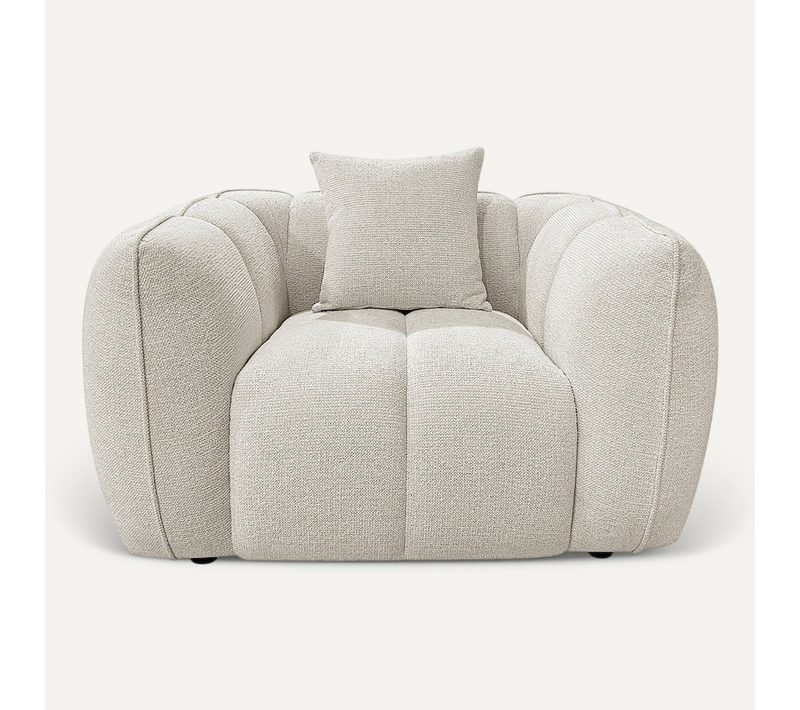Fauteuil Lounge Crème Design Arrondi Confort Haut De Gamme