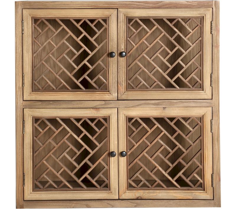 Vitrine Modulable En Bois D'orme Finition Naturelle Style Colonial