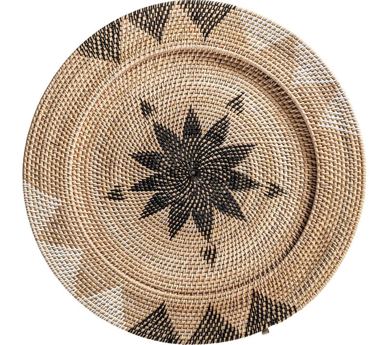 Plat Décoratif En Rotin Esprit Boho Finition Naturelle Marron