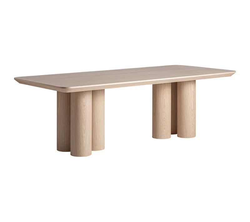 Table De Salle à Manger Art Déco Chêne Beige Finition Naturelle