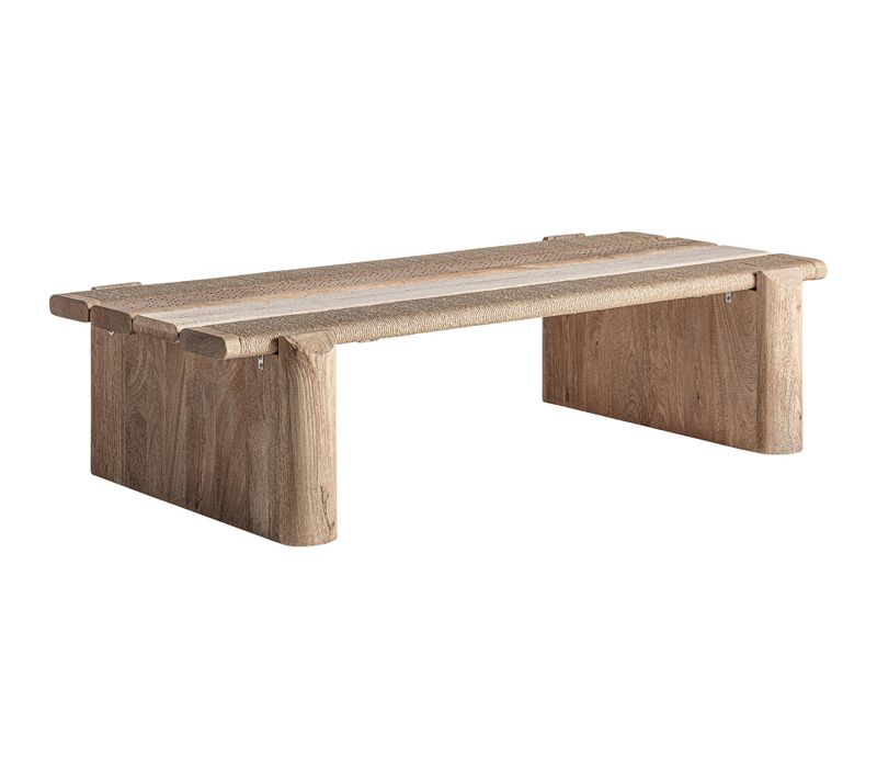 Table Basse Design Contemporain En Bois De Manguier Et Marbre Marron