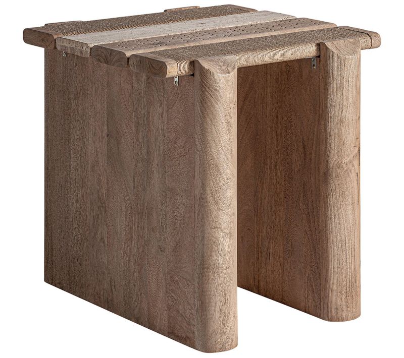 Table Basse Jacquard En Bois De Manguier Finition Vieilli Brun Clair