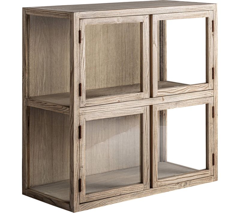 Vitrine Modulable En Bois D'orme Style Colonial Finition Vieilli