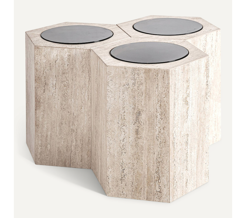 Table Basse Art Déco En Travertin Brun Clair Style Contemporain