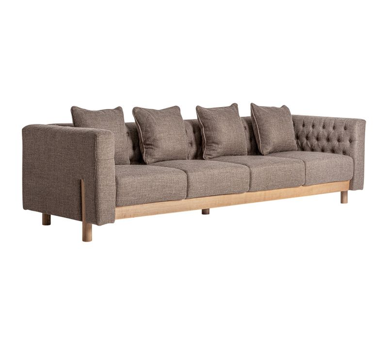 Sofa Colonial Beige En Polyester Marbré Confort Et élégance