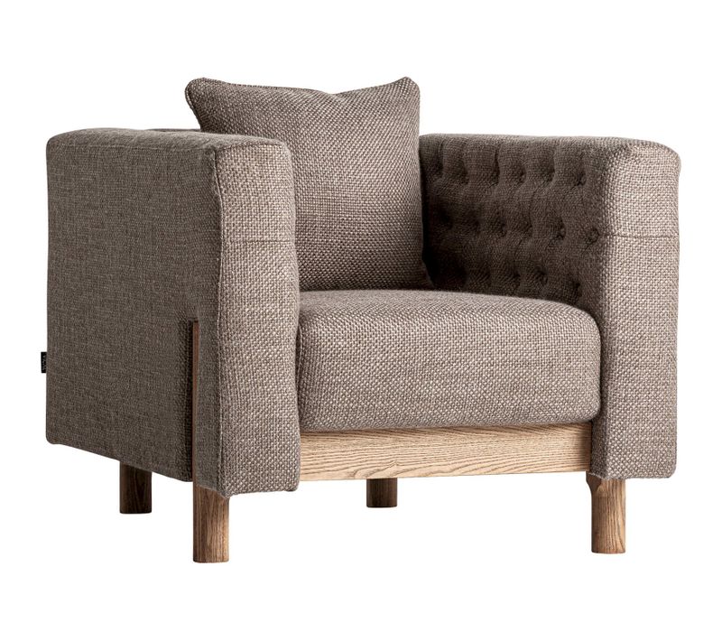 Fauteuil Gris Style Colonial En Polyester Et Bois De Pin Marbré