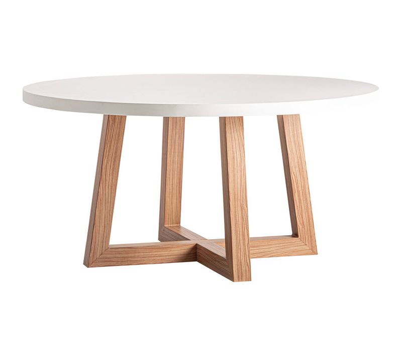 Table De Salle à Manger Contemporaine Béton Armé Blanc Cassé Fumé