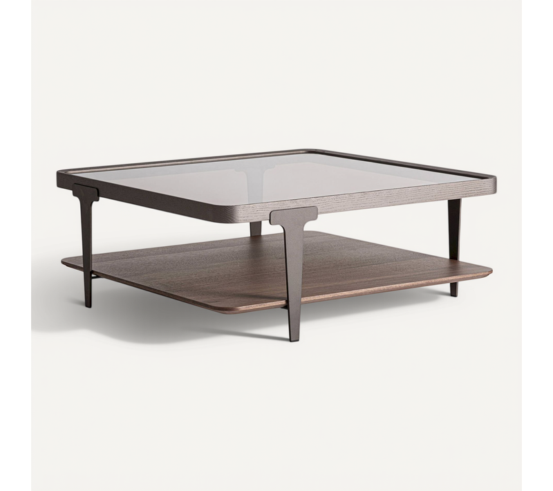 Table Basse Contemporaine En Bois De Frêne Et Verre élégant