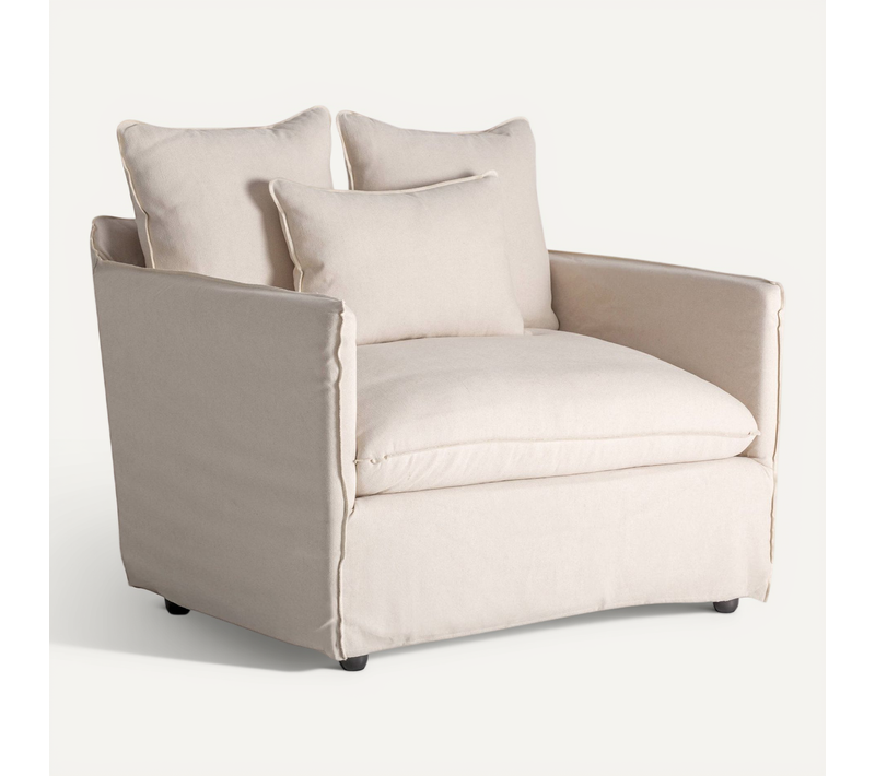 Fauteuil Contemporain En Lin Beige Assise Confortable Style épuré