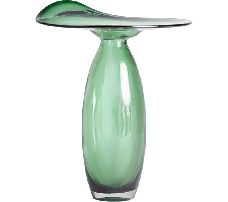 Vase Décoratif Vert En Verre Design Contemporain Sculptural