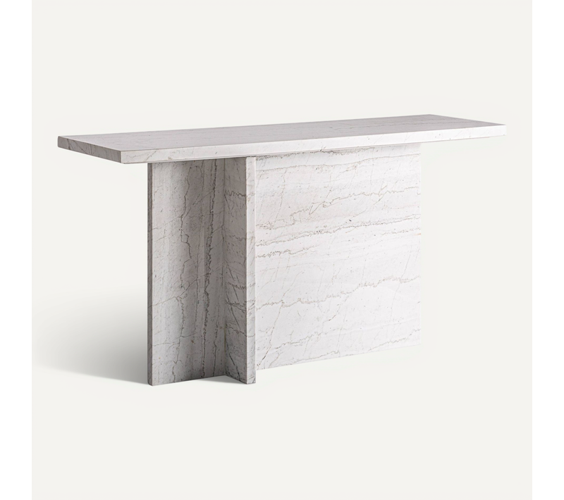 Console En Marbre Blanc Cassé Contemporain Finition Brillante