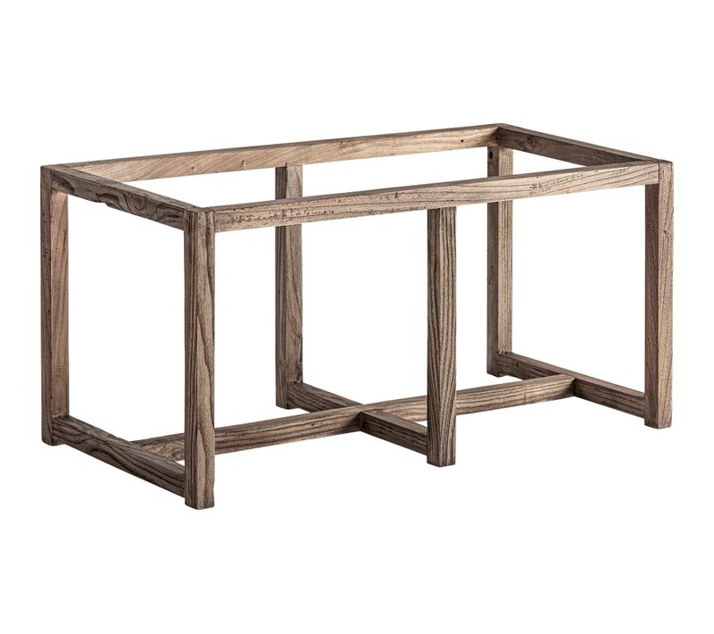 Base De Vitrine En Bois D'orme Marron Finition Vieillie Style Colonial