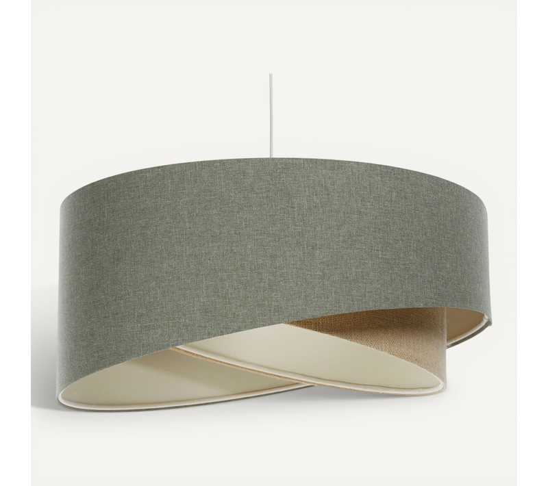Suspension Boho En Tissu Structuré Et Chanvre Naturel Ajustable D. 45 Cm - H21 Cm Beige