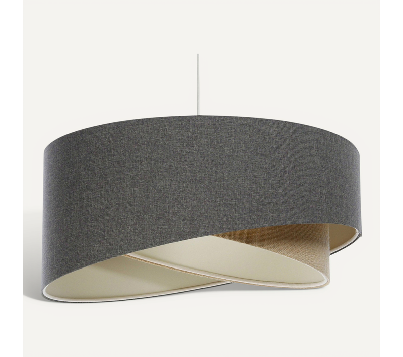 Suspension Bohème Tissu Et Chanvre Réglable Ambiance Chaleureuse D. 45 Cm - H21 Cm Beige
