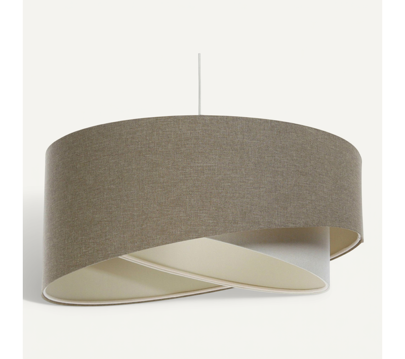 Suspension Bohème Tissu Lin Beige Hauteur Ajustable Ambiance Douce D. 45 Cm - H21 Cm Beige