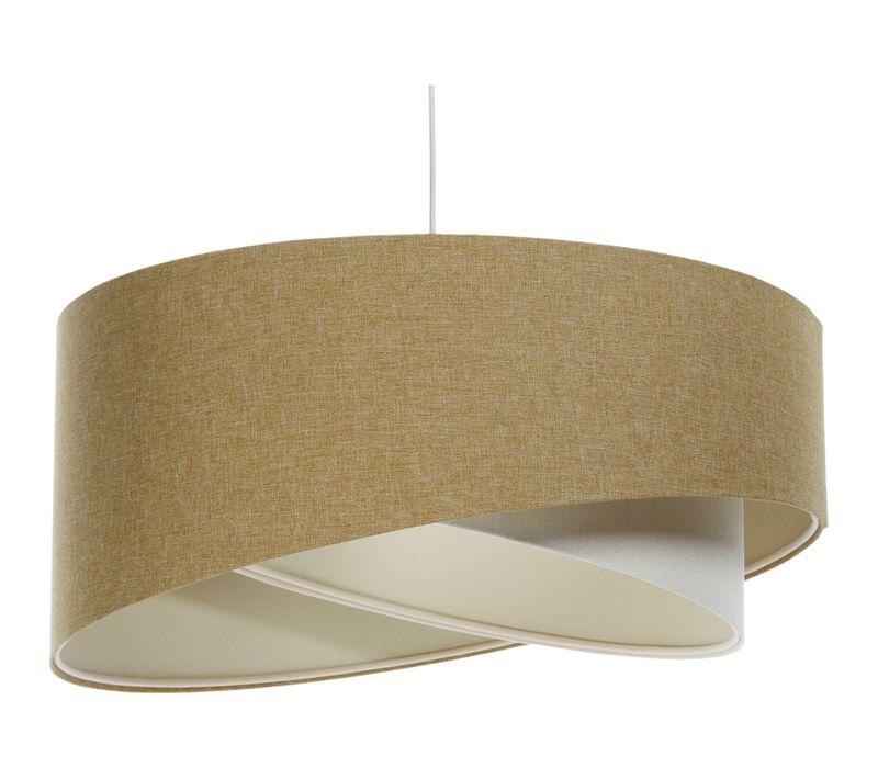 Suspension Bohème En Lin Naturel Effet Tissu Crème Ou Moutarde D. 45 Cm - H21 Cm Beige