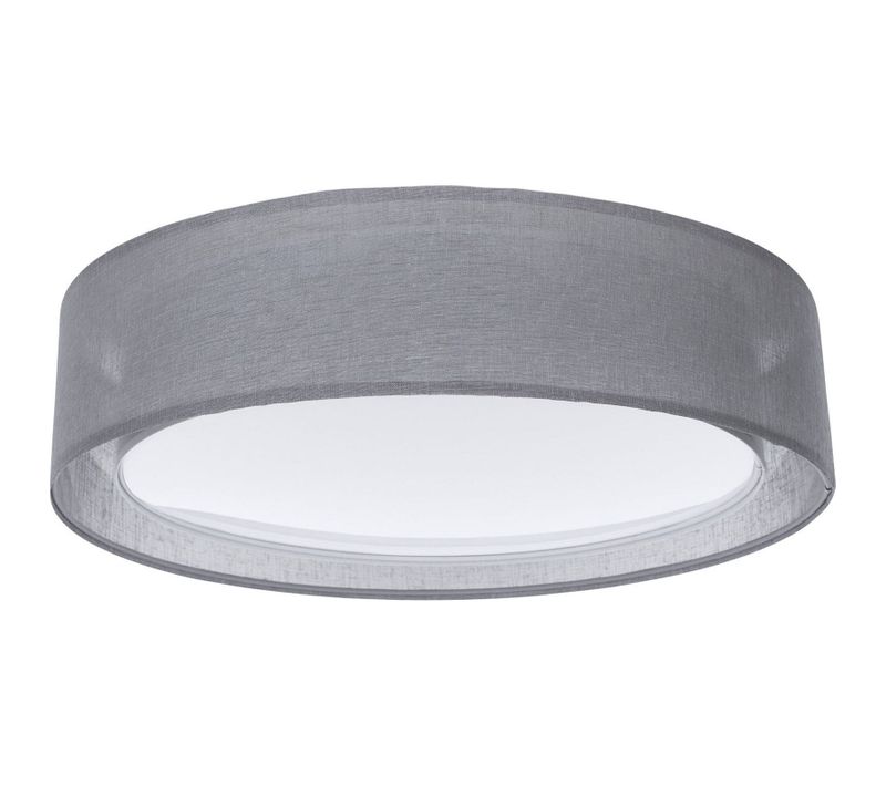 Plafonnier Double Tissu Diffusion Douce Lumière Ambiance Chaleureuse D. 60 Cm - H16 Cm Gris