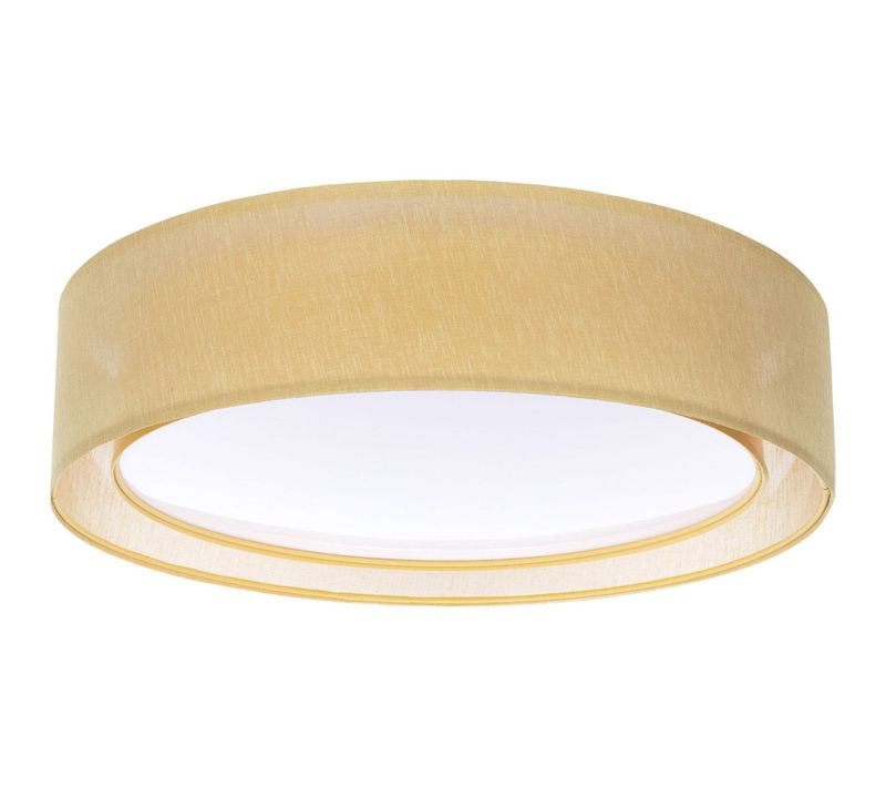 Plafonnier Tissu Double Couche Lumière Douce Effet Uniforme D. 60 Cm - H16 Cm Beige