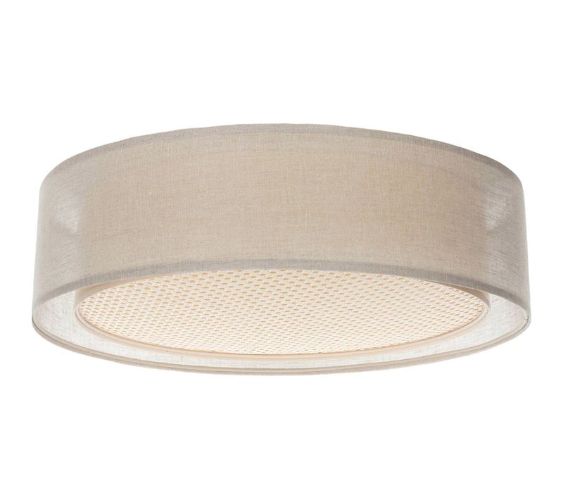Plafonnier Double Tissu Lumière Douce Design Moderne Salon D. 60 Cm - H16 Cm Beige
