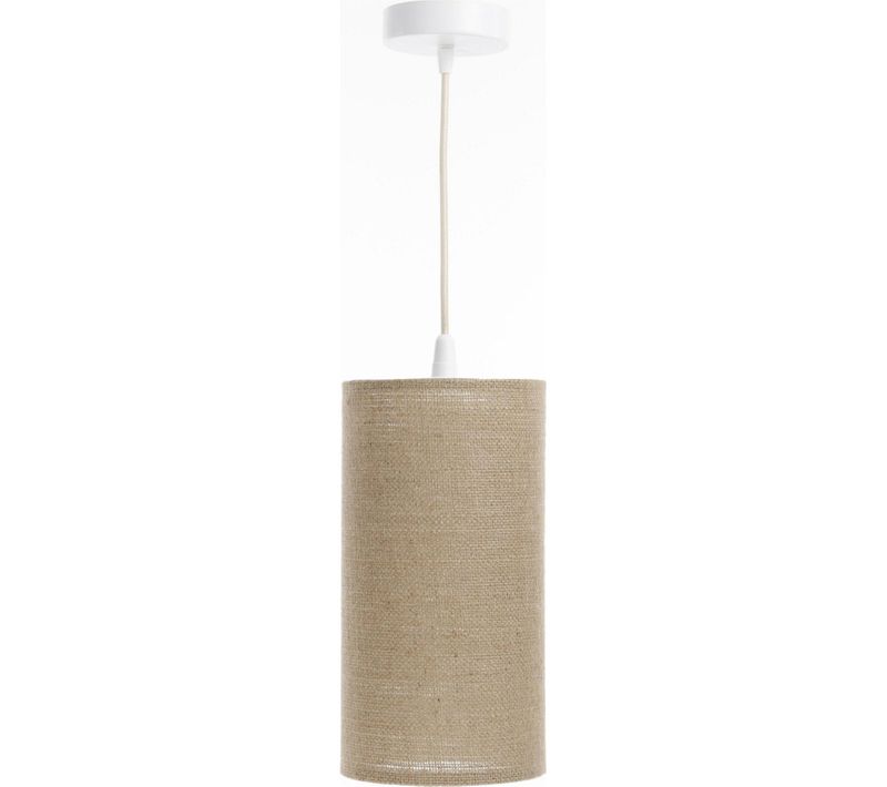 Suspension Bohème En Lin Naturel Effet Rotin Ambiance Chaleureuse D. 15 Cm - H30 Cm Beige
