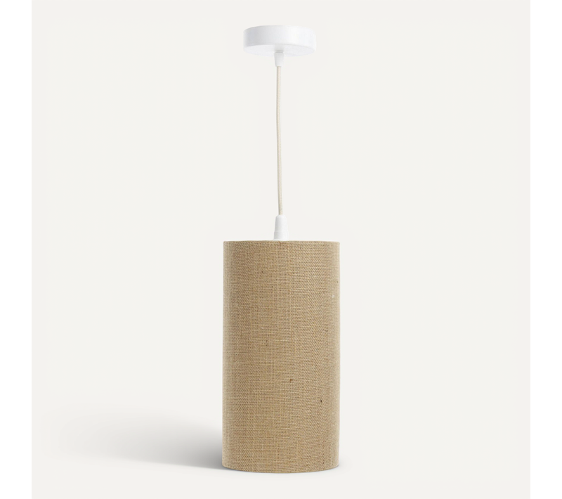 Suspension Bohème En Lin Naturel Effet Rotin Ambiance Chaleureuse D. 15 Cm - H30 Cm Beige
