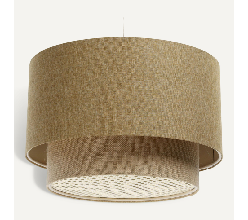 Suspension Boho élégant Tissu Et Rotin Ambiance Chaleureuse D. 50 Cm - H31 Cm Beige