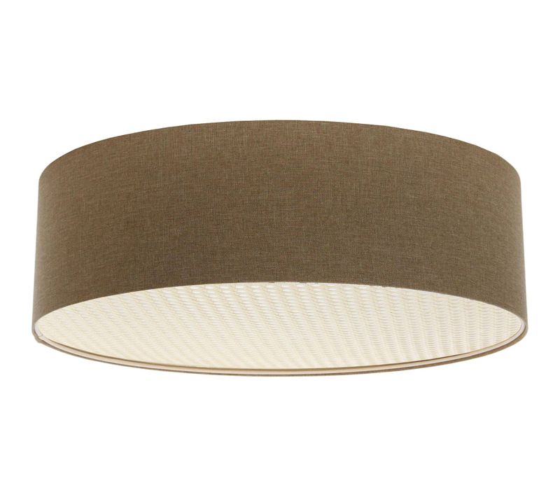 Plafonnier Boho élégant Tissu Et Rotin Lumière Douce Ajustable D. 70 Cm - H20 Cm Marron