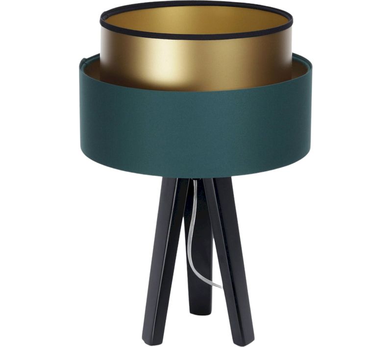 Lampe à Poser élégante Vert Bouteille Intérieur Doré Satin