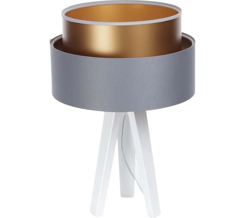 Lampe à Poser Design Duo élégant Effet Satiné Gris Et Cuivre