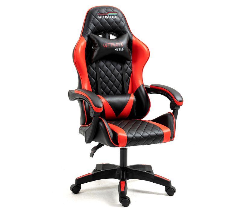Fauteuil Gamer Ultimate-red Coloris Rouge et Noire - Coussin Lombaire et Appuie Tête