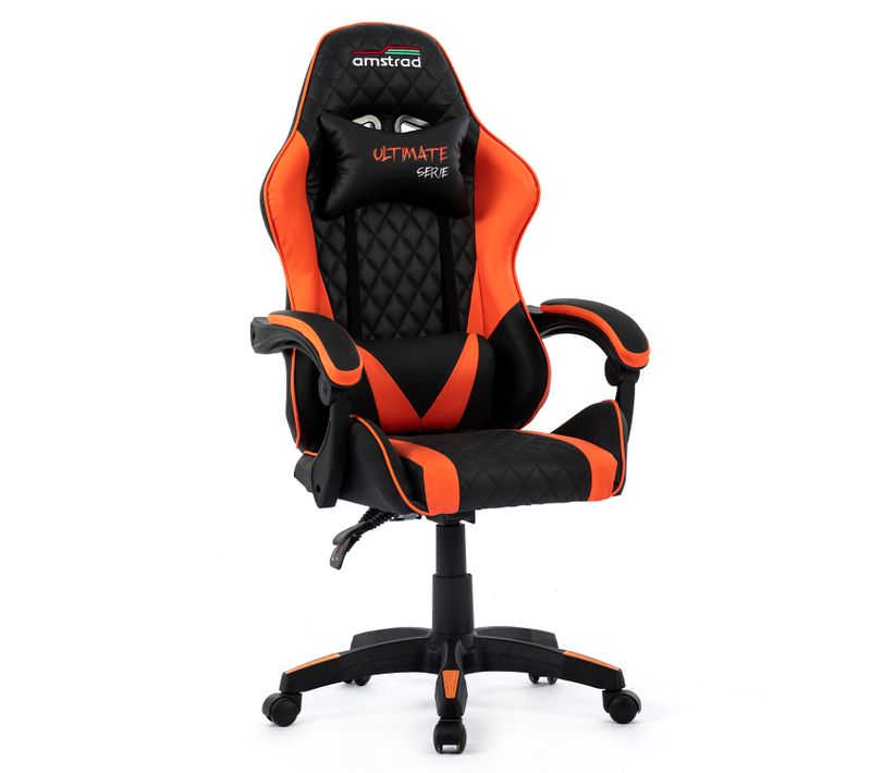 Fauteuil Gamer Ultimate-orange Coloris Noir et Orange - Coussin Lombaire et Appuie Tête