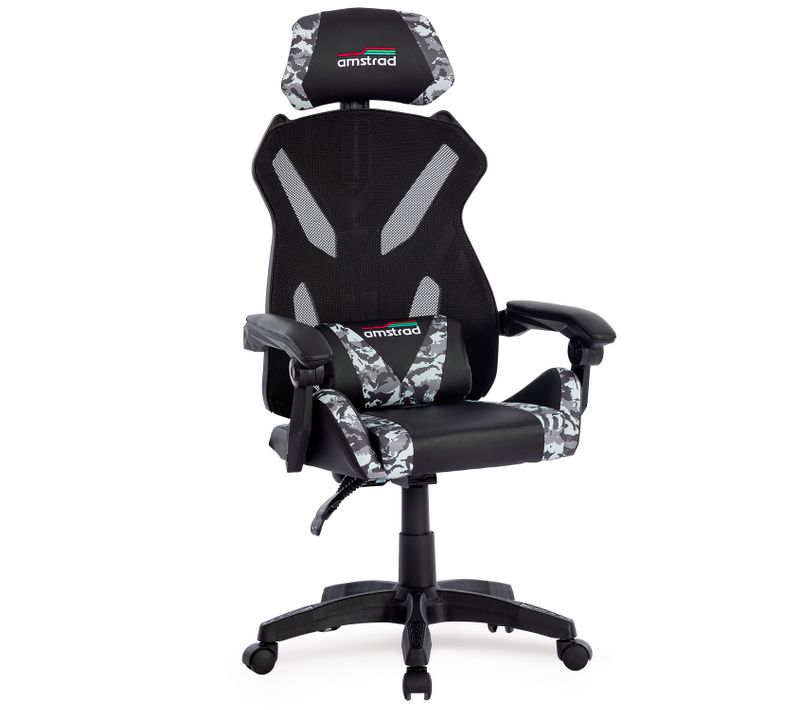 Fauteuil Gamer Noir et Design Camouflage - Tissu En Maille Respirante