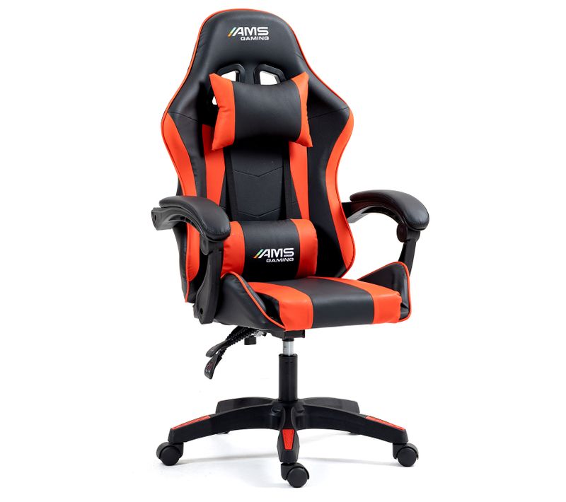 Chaise Gamer 02-red Coloris Noir et Rouge - Coussin Lombaire et Appuie Tête - Siège Gaming