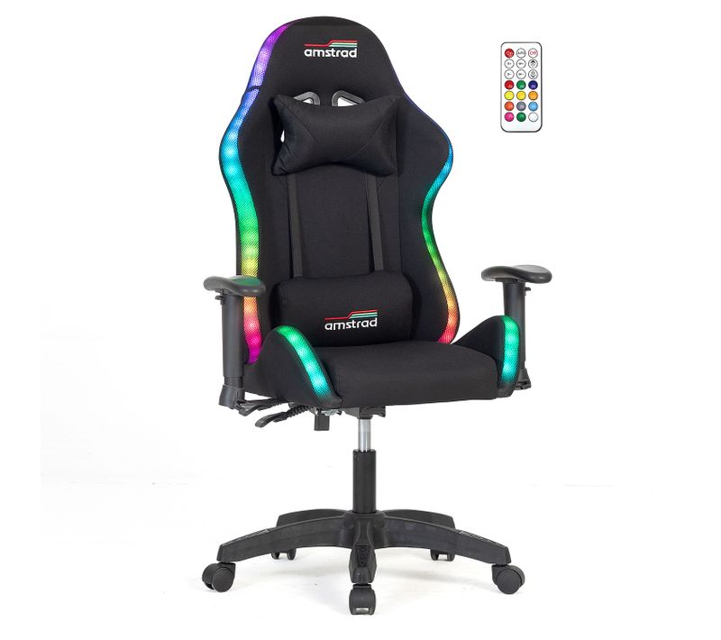 Ams-led-fusion-bk Fauteuil / Chaise De Bureau Gamer Noir - Eclairage LED 366 Effets Télécommande