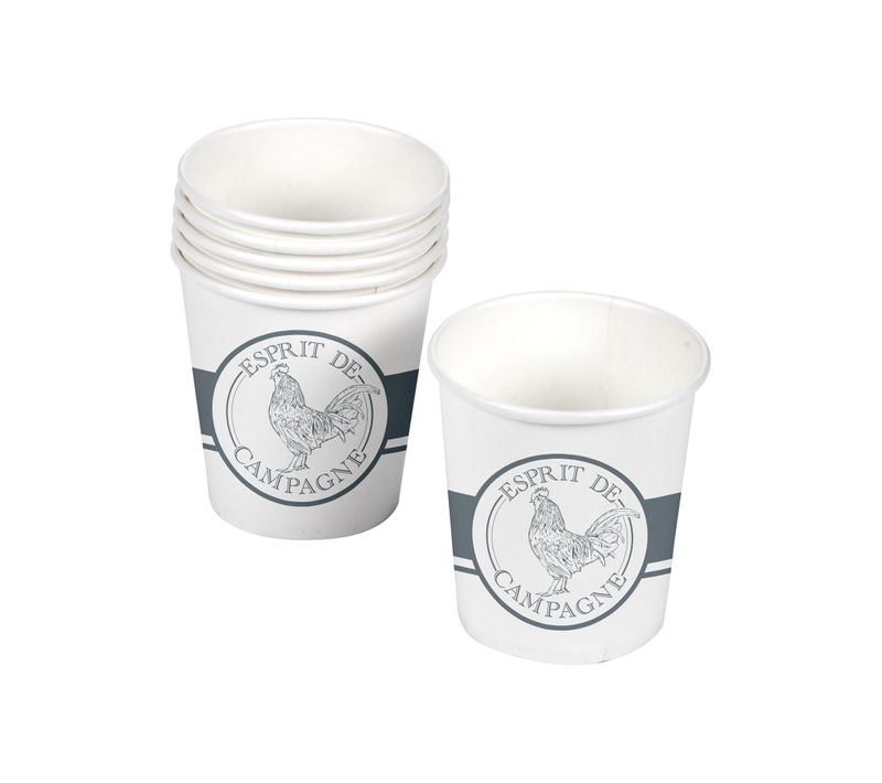 Set De 10 Gobelets En Carton Coq De Campagne