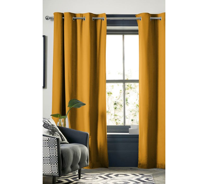 1 Rideau Occultant Isolant 140 X 180 Cm Laponi Moutarde