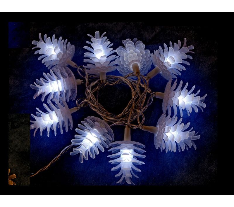 Guirlande Pomme De Pin Lumineuse 10 LED Blanc