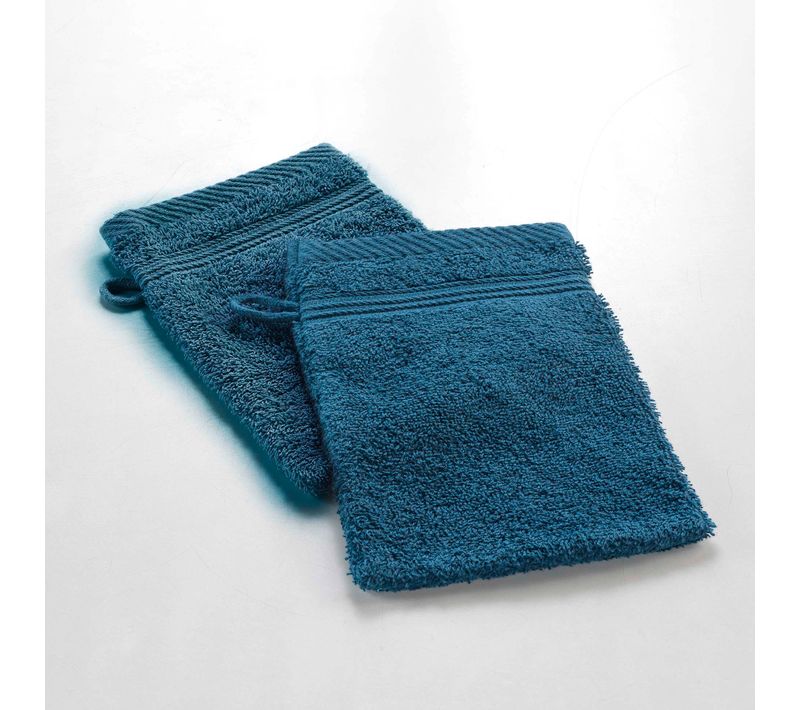 Lot De 2 Gants De Toilette 15 X 21 Cm Tendresse Bleu Saphir
